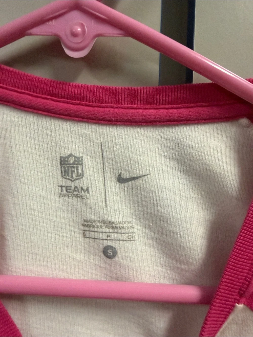 Nike White and Pink NFL Team Raglan Tee